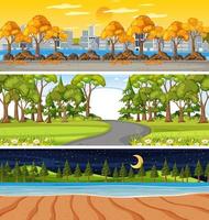 Conjunto de escenas horizontales de diferente naturaleza. vector