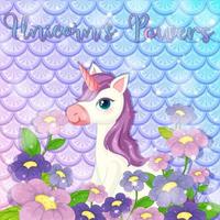 Cute unicorn on rainbow fish scales background vector