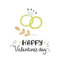 Wedding ring. Valentine's day greeting card in Doodle style. Vector illustration on a white background