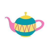 Bright multi-colored teapot. The tea party. Vector flat image on a white background