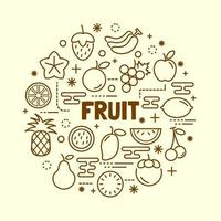 fruit minimal thin line icons set vector