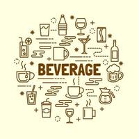 beverage minimal thin line icons set vector