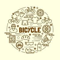 bicicleta, mínimo, línea fina, iconos, conjunto vector