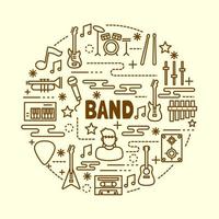 band minimal thin line icons set vector