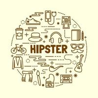 hipster minimal thin line icons set vector