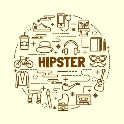 hipster minimal thin line icons set