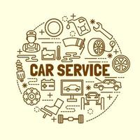 car service minimal thin line icons set vector