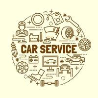 car service minimal thin line icons set vector