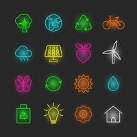 environment neon icon set vector