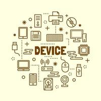 device minimal thin line icons set vector