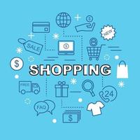 shopping minimal outline icons vector