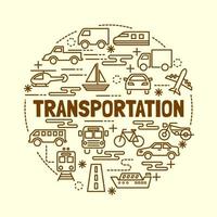 transportation minimal thin line icons set vector