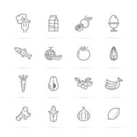 iconos de línea de vector de comida sana