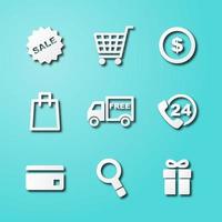 shopping paper art icons vector