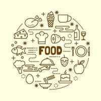 food minimal thin line icons set vector