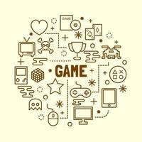 game minimal thin line icons set vector