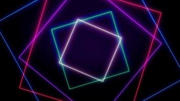 bunte geometrische Formen des Retro-Neonlasers über schwarzem Hintergrund video