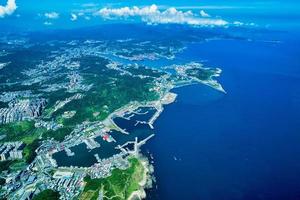 Aerial view of northeast coast of Taiwan in Keelung City photo