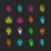 ice cream neon icon set vector