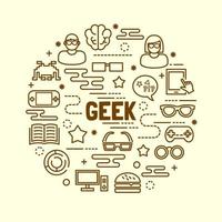 conjunto de iconos de delgada línea mínima geek vector