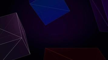 Neon Colorful Geometric Cube Shapes Floating in Space Over a Dark Background video