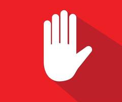 Detener la señal octogonal de la mano para actividades prohibidas, ilustración de vector de logotipo