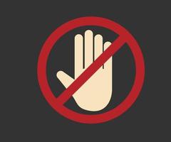Stop hand octagonal sign for prohibited activities, logo Vector illustration