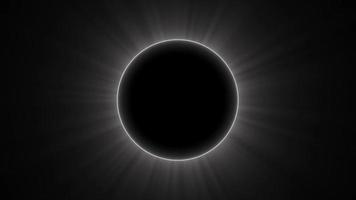 eclissi solare monocromatica come sfondo astratto con raggi solari che si irradiano video