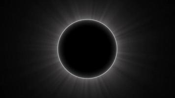 eclipse solar monocromático como fundo abstrato com raios solares irradiando video