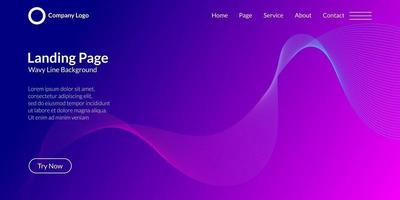 Abstract wave curve background in dark blue and purple gradient