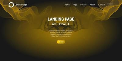 Abstract background website Landing Page with yellow wavy lines vector