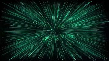 lignes vertes de voyage spatial de vitesse et d'énergie ou éclatement d'étoiles video