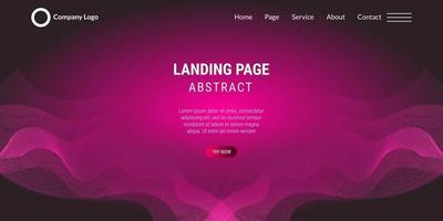 Abstract background website Landing Page wavy lines with pink gradient vector