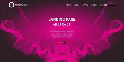 Abstract background website Landing Page wavy lines with pink gradient vector