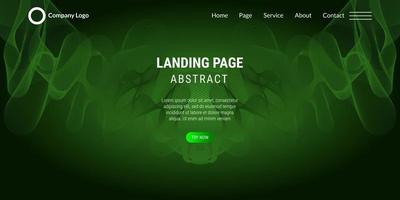 Abstract background website Landing Page with green  wavy lines vector