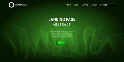 Abstract background website Landing Page with green  wavy lines vector