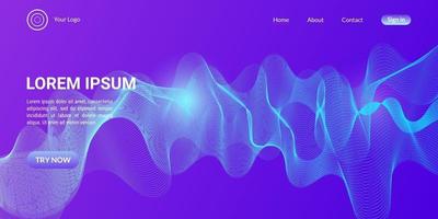 Abstract wave curve background in  blue and purple gradient vector