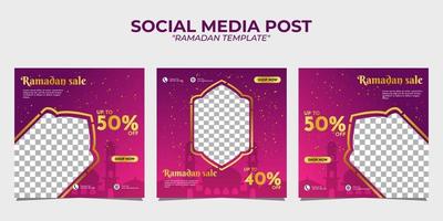 plantilla de publicación de redes sociales de venta de Ramadán vector