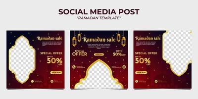 plantilla de publicación de redes sociales de venta de Ramadán vector