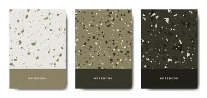 Terrazzo abstract cover page templates. Universal abstract layouts. Applicable for notebooks, planners, brochures, books, catalogs vector