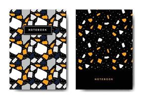 Terrazzo abstract cover page templates. Universal abstract layouts. Applicable for notebooks, planners, brochures, books, catalogs vector