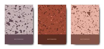 Terrazzo abstract cover page templates. Universal abstract layouts. Applicable for notebooks, planners, brochures, books, catalogs vector