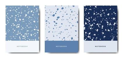 Terrazzo abstract cover page templates. Universal abstract layouts. Applicable for notebooks, planners, brochures, books, catalogs vector