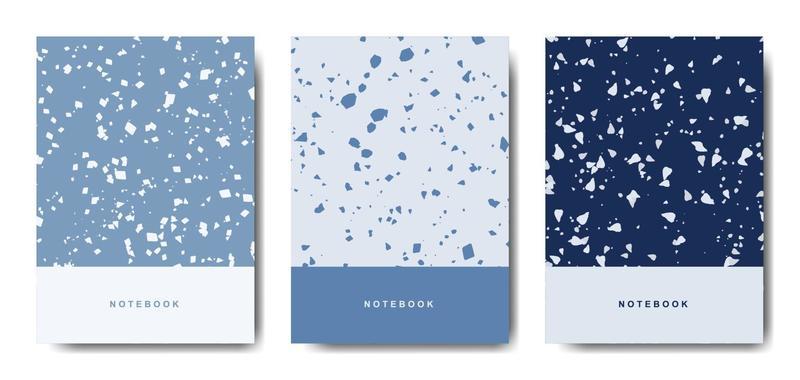 Terrazzo abstract cover page templates. Universal abstract layouts. Applicable for notebooks, planners, brochures, books, catalogs