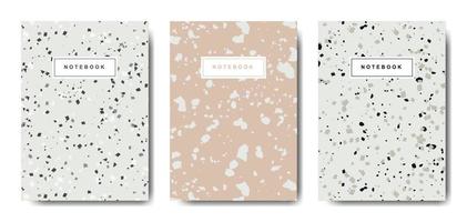 Terrazzo abstract cover page templates. Universal abstract layouts. Applicable for notebooks, planners, brochures, books, catalogs vector