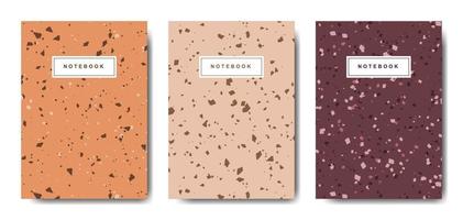 Terrazzo abstract cover page templates. Universal abstract layouts. Applicable for notebooks, planners, brochures, books, catalogs vector