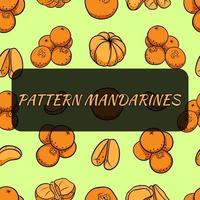 Seamless background with tangerines. Vector illustration for your design.