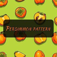 Vector seamless pattern with cartoon persimmon. Fruit juice. Pattern with persimmon fruits.