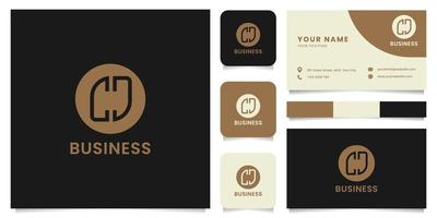 Simple and Minimalist Letter CJ Logo on Brown Circle with Business Card Template vector