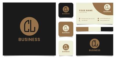 Simple and Minimalist Letter CL Logo on Brown Circle with Business Card Template vector